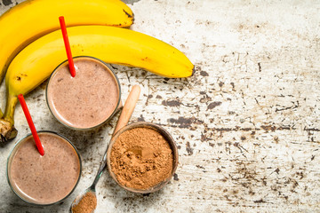 Smoothie with cocoa and banana.