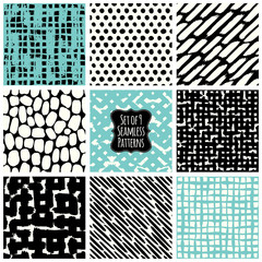 Set with simple abstract backgrounds. Freehand drawing.