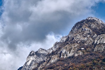 mountain and cloudy sky