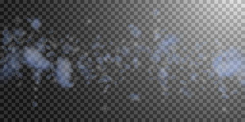 Light blue flower petals falling down. Shapely rom