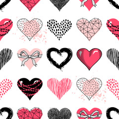 Seamless pattern with hearts. Valentine's Day. Can be used on packaging paper, fabric, background for different images, etc.