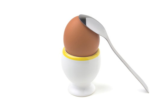 Chicken Egg in Egg Cup with Teaspoon