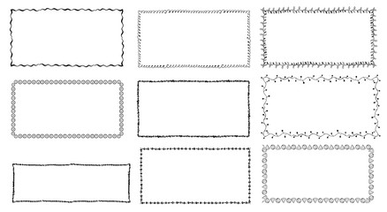 set of hand-drawn doodle frames. Sketch borders