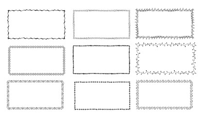 set of hand-drawn doodle frames. Sketch borders