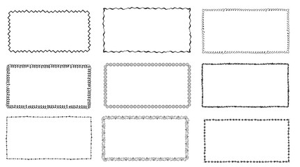 set of hand-drawn doodle frames. Sketch borders