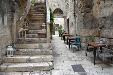 Fototapeta na wymiar Characteristic street in the historic center of Split