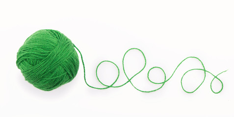 Ball of yarn on the white background