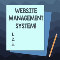Handwriting text writing Website Management System. Concept meaning way to analysisage digital information on a website Stack of Blank Different Pastel Color Construction Bond Paper and Pencil