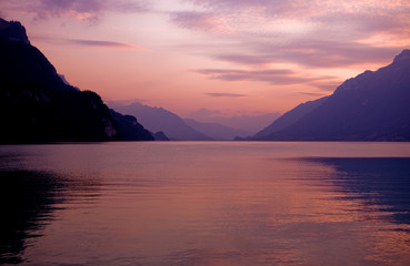 swiss lake sunset