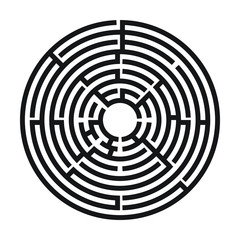 Black and White Circle labyrinth, Maze for kids, Children riddle game, puzzle with an entry and an exit.