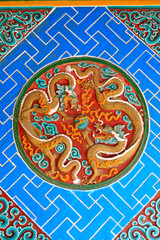 Coloured glaze paintings in a temple