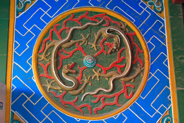 Coloured glaze paintings in a temple