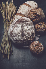 freshly baked bread on a moody background