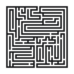 Square labyrinth, Maze for kids, Children riddle game, puzzle with an entry and an exit.