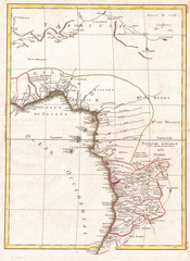 1770, Bonne Map of West Africa, Guinea, the Bight of Benin, Congo, Rigobert Bonne 1727 – 1794, one of the most important cartographers of the late 18th century