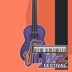 Live music show vintage poster design with acoustic guitar, vector illustration. Musical show flyer template. - Vector