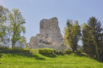 Die Ruine Pfeffingen steht auf dem Grat des Blauen im basellandschaftlichen Pfeffingen in der...