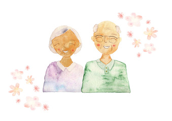 水彩　手描き　シニア　男性　女性　B（小花　口開く）