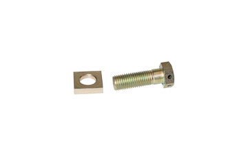 Isolated crone bolt with nut on a white background