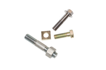 Isolated crone bolt with nut on a white background