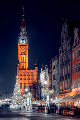 Fototapeta premium Gdansk old town at night