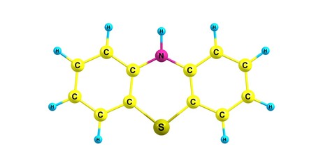 Phenothiazine molecular structure isolated on white