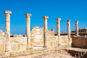 Fototapeta na wymiar Ancient colonnade at Kato Paphos Archaeological Park. Paphos