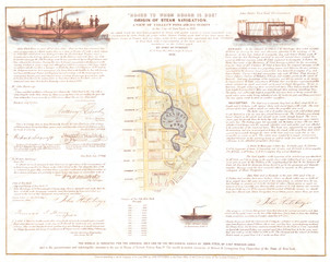 1846, Broadside of the Collect Pond, New York and Steam Boat, Five Points