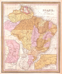 1850, Mitchell Map of Brazil, Paraguay and Guiana