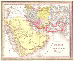1850, Mitchell Map of Persia, Arabia and Afghanistan