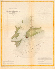 1853, U.S. Coast Survey Map or Chart of Bartaria Bay, Louisiana