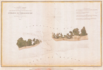 1853, U.S.C.S. Map of Timbalier Bay, Louisiana
