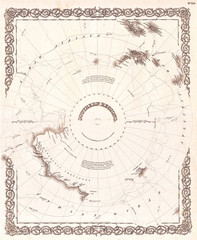 1855, Colton Map of Antarctica, the South Pole, or the Southern Polar Regions