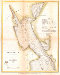 1865, U.S. Coast Survey Map or Chart of Providence, Rhode Island
