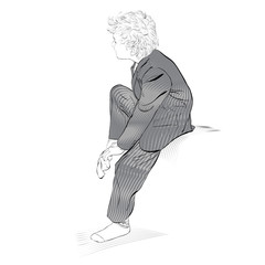 Boy wearing socks. School boy dressing. Illustration of Boy Dressing