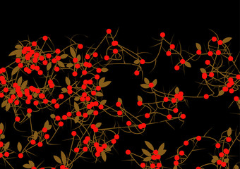 Vector tangled branches with berries. Elements of design in japan style.