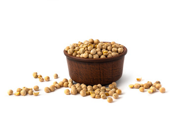 chick peas on white background isolate