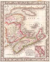 1866, Mitchell Map of New Brunswick and Nova Scotia, Canada