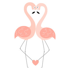 Love Flamingo Postcard Vector illustration