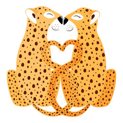Love Cheetah Postcard Vector illustration