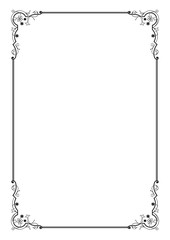 Rectangular black ornate framework. Decorative floral corners. A3, A4 print paper size.