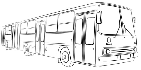 The Sketch of the big passenger bus.