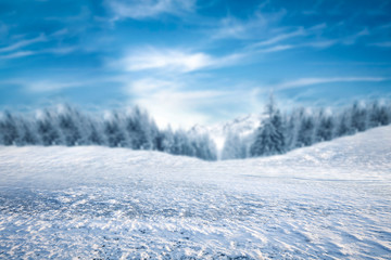 Fototapeta na wymiar Winter background of free space and ice road 