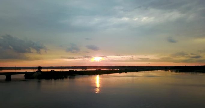 Beautiful view from the top of the river and sunset