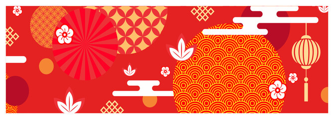 Colorful illustration, oriental pattern banner - chinese new year background, wallpaper