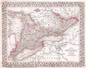 1874, Mitchell Map of Ontario, Canada