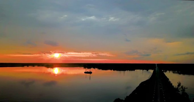 Beautiful view from the top of the river and sunset