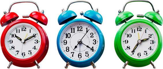 Colorful Alarm Clocks - Isolated