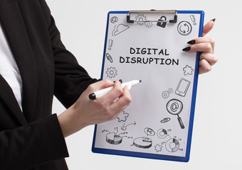 Business, technology, internet and networking concept. Young entrepreneur showing keyword: digital...