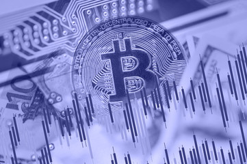 Economy trends virtual digital currency abstract background.